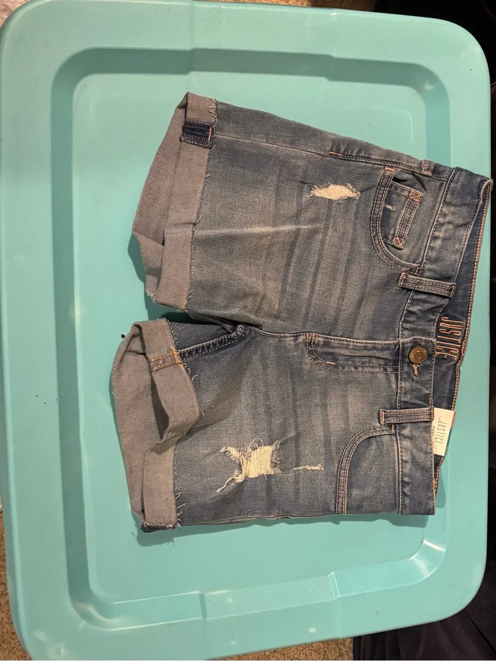 Justice Distressed Denim Shorts in Blue